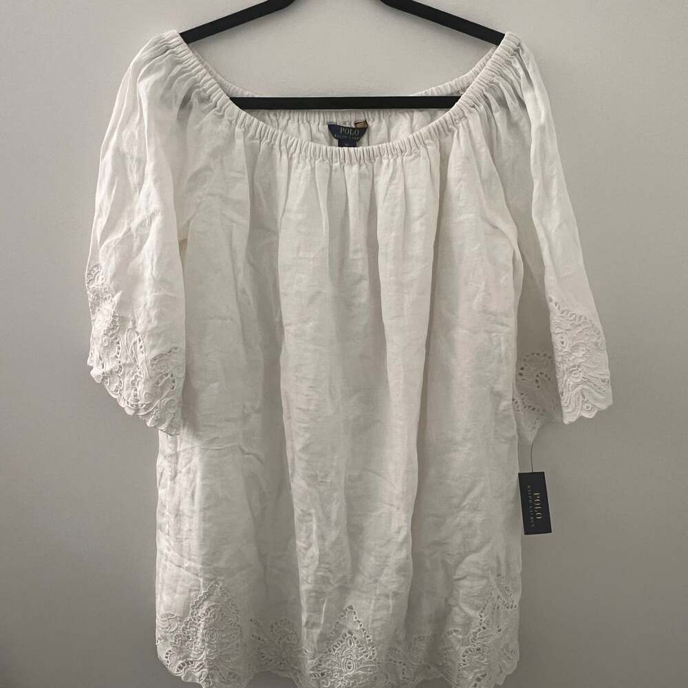 Polo Ralph Lauren Lace Hem Dress White